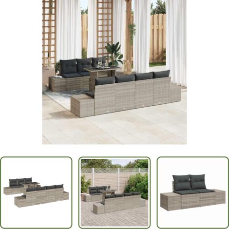 Seduta esterna -  Set Divano da Giardino 8 pcs Grigio chiaro e grigio scuro