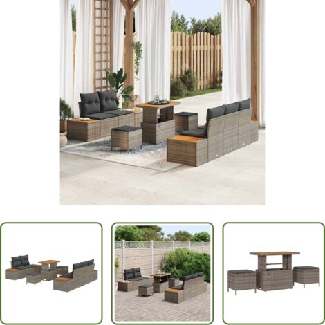 Seduta esterna -  Set Divano da Giardino 8 pcs Grigio chiaro e grigio scuro