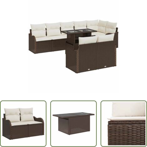 Seduta esterna -  Set Divano da Giardino 9 pcs Marrone Rattan in Polipropilene
