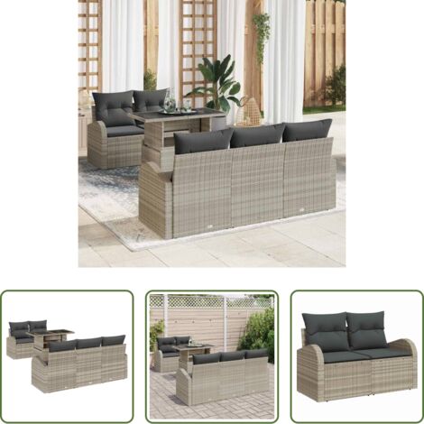 Seduta esterna -  Set Divano da Giardino con cuscino 6 pcs Grigio chiaro