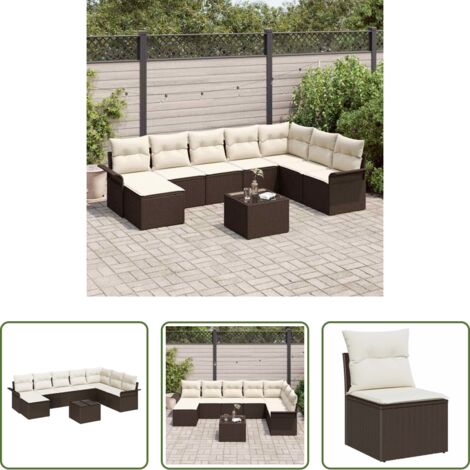 Seduta esterna -  Set Divano da Giardino con cuscino 9 pcs Grigio Poly Rattan