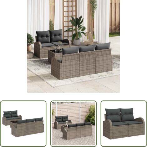 Seduta esterna -  Set Divano da Giardino Grigio 55 x 55 x 37 cm polyrattan