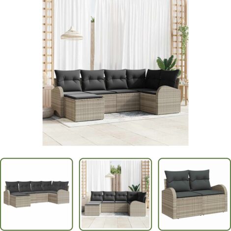 Seduta esterna -  Set Divano da Giardino Grigio chiaro polyrattan