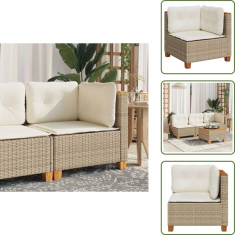 Seduta esterna - vidaXL Divano Angolare da Giardino con Cuscini Beige in Polyrattan - Divano angolare