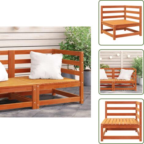 Seduta esterna - vidaXL Divano Angolare Giardino Marrone Cera 70x70x67cm Massello Pino - Design a doghe