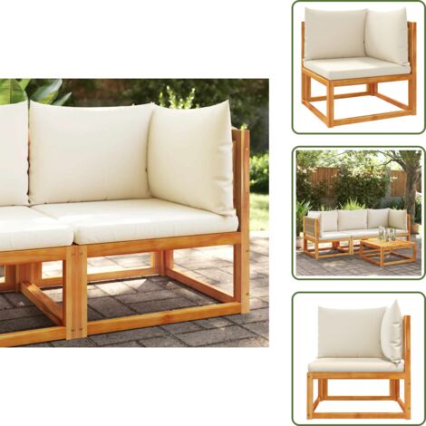Seduta esterna - vidaXL Divano da giardino angolare con cuscini in legno di acacia e corda - Mobili da giardino