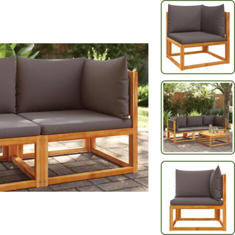 Seduta esterna - vidaXL Divano da giardino angolare con cuscini in legno di acacia e corda - Mobili da giardino