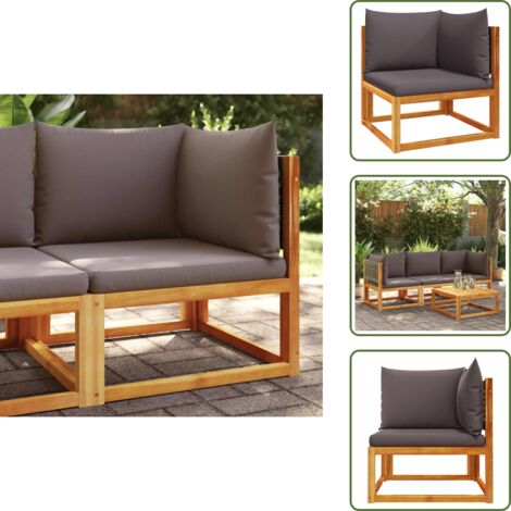 Seduta esterna - vidaXL Divano da giardino angolare con cuscini in legno di acacia e rattan - Cuscino sfoderabile