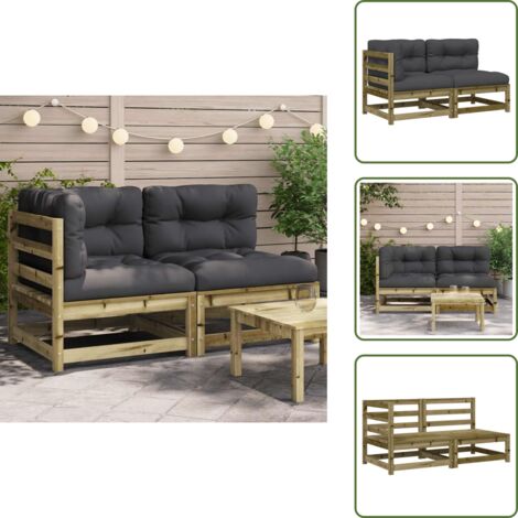 Seduta esterna - vidaXL Divano da Giardino con Cuscini 2 Posti Legno Impregnato di Pino - Design a doghe
