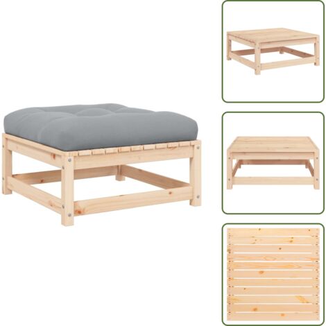 Seduta esterna - vidaXL Poggiapiedi da Giardino con Cuscino in Legno Massello di Pino - Design modulare