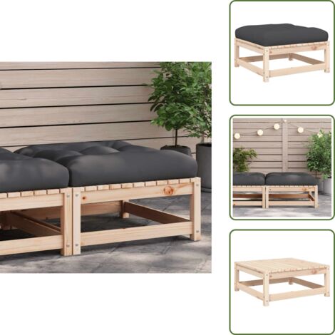 Seduta esterna - vidaXL Poggiapiedi da Giardino con Cuscino in Legno Massello di Pino - Poggiapiedi in pino