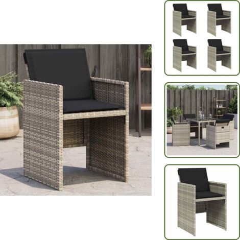 Seduta esterna - vidaXL Sedie da Giardino con Cuscini 4 pz Grigio Chiaro in Polyrattan - Cuscino sfoderabile