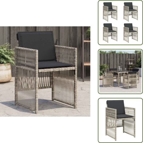 Seduta esterna - vidaXL Sedie da Giardino con Cuscini 4 pz Grigio Chiaro in Polyrattan - Cuscino sfoderabile