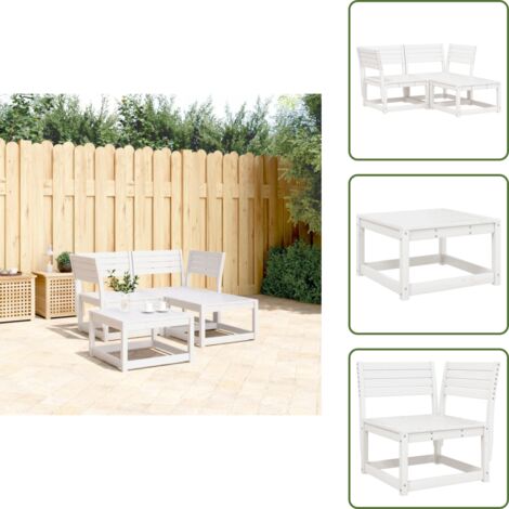 Seduta esterna - vidaXL Set Divani da Giardino 3 pz Bianco in Legno Massello di Pino - Design a doghe