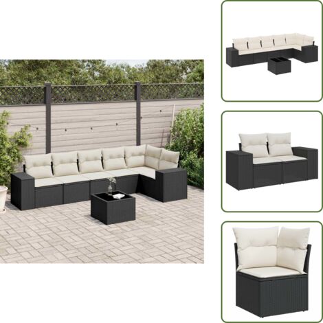 Seduta esterna - vidaXL Set Divani da Giardino con Cuscini 7pz Nero Polyrattan - Tavolo da giardino