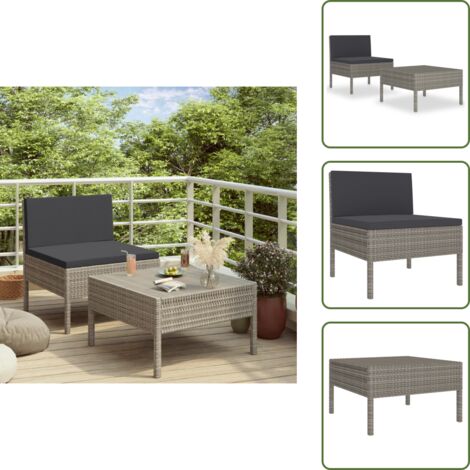 Seduta estiva - vidaXL Set Divani da Giardino 2 pz con Cuscini in Polyrattan Grigio - Cuscini in poliestere