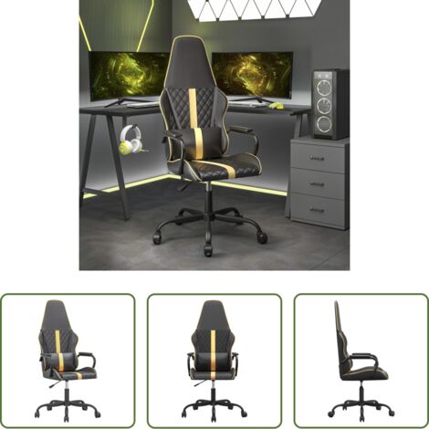 Seduta gaming -  Sedia da Gaming Nera e Oro in Similpelle