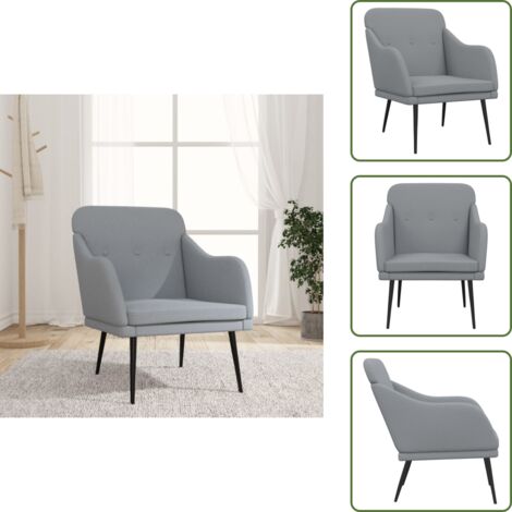 Seduta imbottita - vidaXL Poltrona Grigio Chiaro 63x76x80 cm in Tessuto - Poltrona grigia