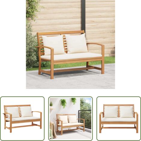 Seduta in legno -  panchina Marrone e Crema 110 x 66 x 76 cm Legno di teak solido