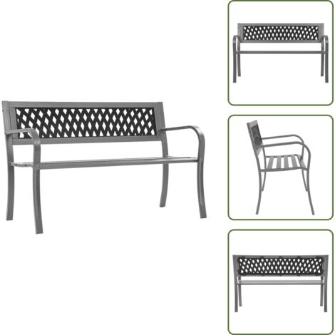 Seduta in plastica - vidaXL Panca da Giardino Nera 120 cm Acciaio - Panca nera