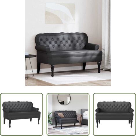 Seduta in schiuma -  Panca Chesterfield Nero 119,5 x 64,5 x 75 cm Pelle Sintetica