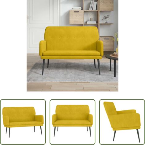 Seduta in velluto -  Panca Gialla 108x79x79 cm in Velluto