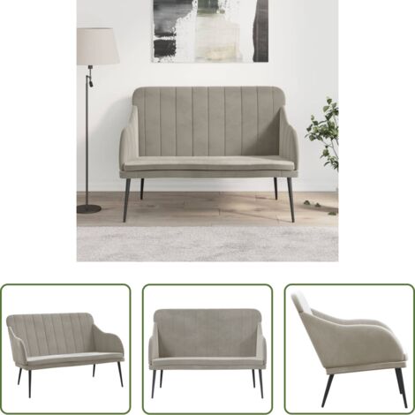 Seduta in velluto -  Panca Grigio Chiaro 110x76x80 cm in Velluto