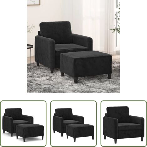 Seduta in velluto -  Poltrona con Poggiapiedi Nero 60 cm in Velluto