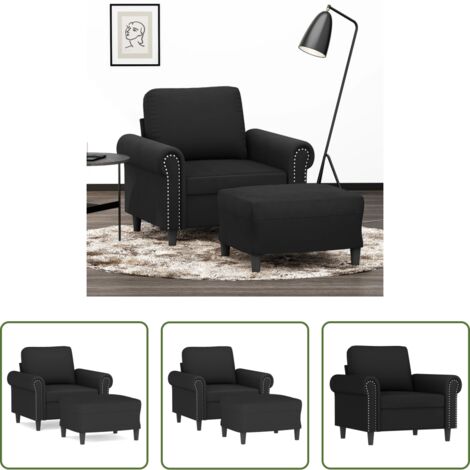 Seduta in velluto -  Poltrona con Poggiapiedi Nero 60 cm in Velluto