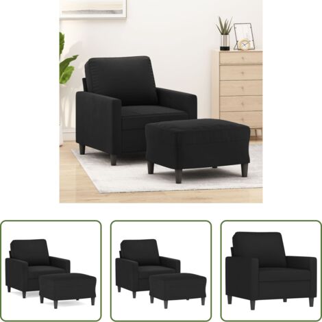 Seduta in velluto -  Poltrona con Poggiapiedi Nero 60 cm in Velluto