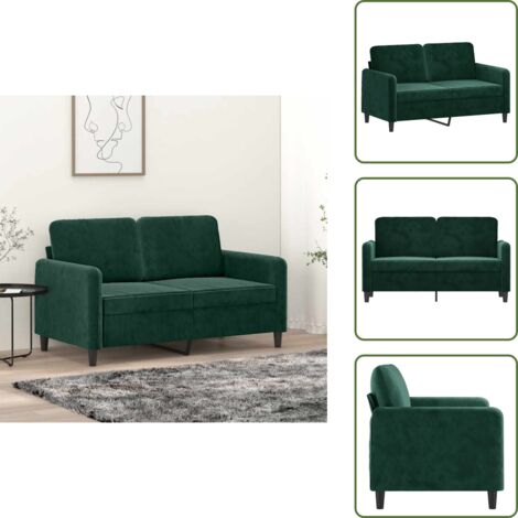 Seduta in velluto - vidaXL Divano a 2 Posti Verde Scuro 120 cm in Velluto - Divano moderno