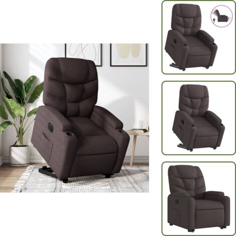 Seduta reclinabile - vidaXL Poltrona Alzapersona Reclinante Elettrica Marrone Scuro Tessuto - Poltrona per anziani