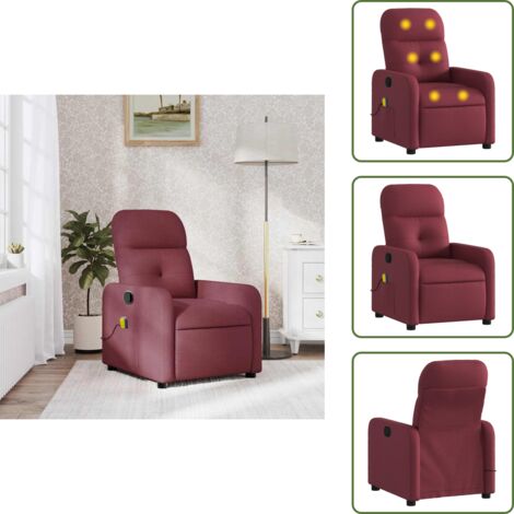 Seduta reclinabile - vidaXL Poltrona Massaggiante Reclinabile Rosso Vino in Tessuto - Comfort