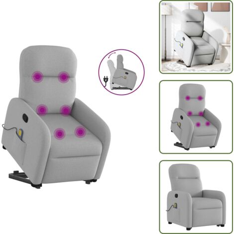 Seduta - vidaXL Poltrona Alzapersona Massaggi Reclinabile Grigio Nuvola Tessuto - Sollevamento automatico