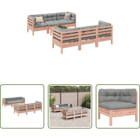Sedute angolari -  Set Divani Giardino 7 pz Cuscini Legno Massello Abete Douglas