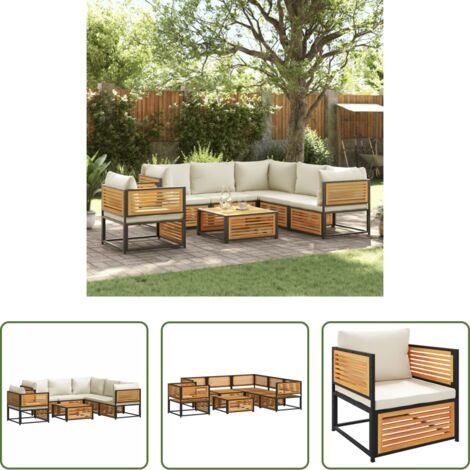 Sedute angolari -  Set Divano da Giardino 7 pz con Cuscini Legno Massello Acacia