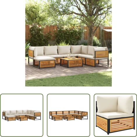 Sedute angolari -  Set Divano da Giardino 8pz con Cuscini Legno Massello di Acacia