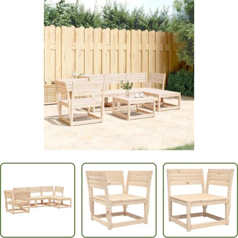 Sedute angolari -  Set Salotto da Giardino 5 pz in Legno Massello di Pino