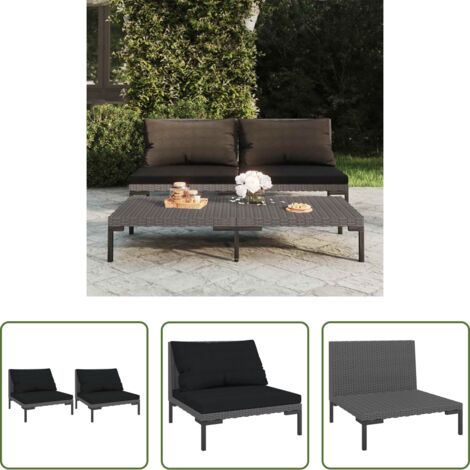 Sedute da esterno -  Divani da Giardino 2pz con Cuscini in Polyrattan Mezzo Tondo