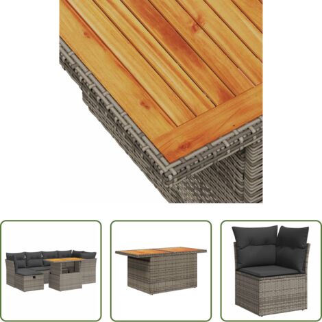 Sedute da esterno -  Set Divani da Giardino 7pz con Cuscini Grigio Polyrattan Acacia