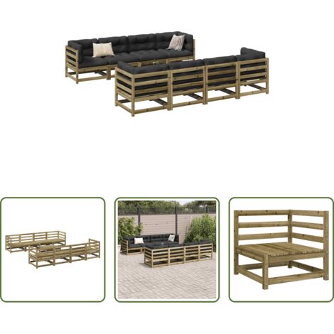 Sedute da esterno -  Set Divani da Giardino 9 pz in Legno Impregnato di Pino