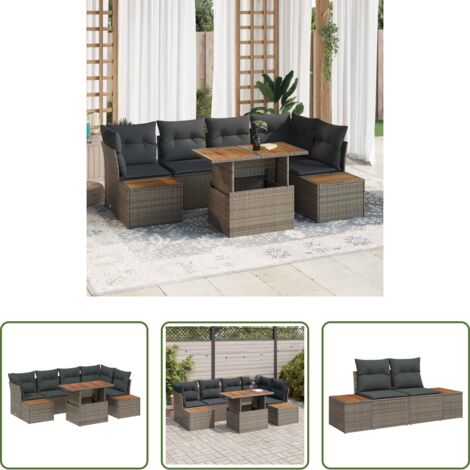 Sedute da esterno -  Set Divano da Giardino 10 pcs Grigio Poly Rattan