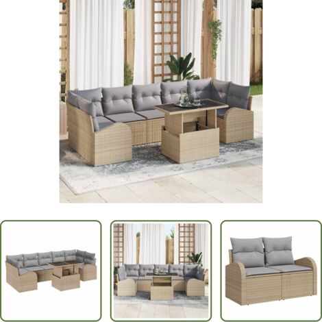 Sedute da esterno -  Set Divano da Giardino 8 pcs Beige Rattan in Polipropilene