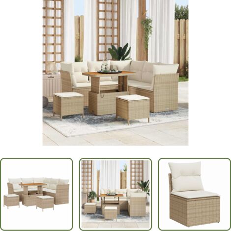 Sedute da esterno -  Set Divano da Giardino con cuscino 8 pcs beige e panna