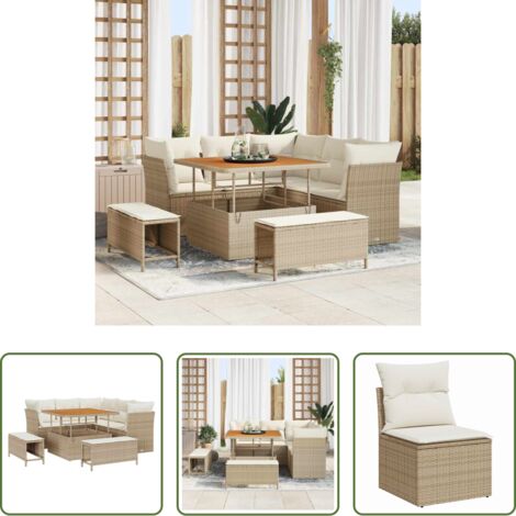 Sedute da esterno -  Set Divano da Giardino con cuscino 8 pcs beige e panna