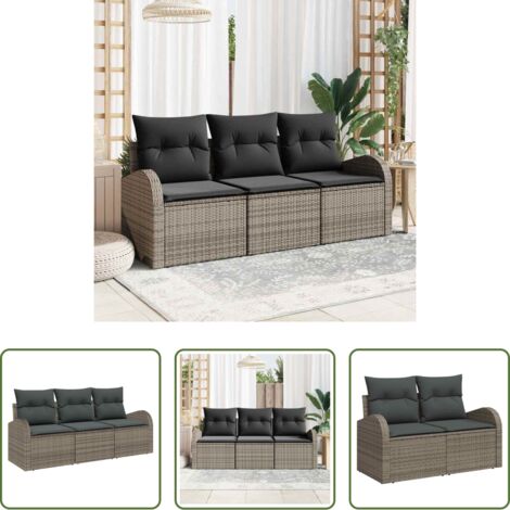 Sedute da esterno -  Set Divano da Giardino Grigio polyrattan
