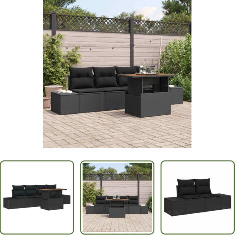 Sedute da giardino -  Set da Pranzo per Giardino con cuscino 5 pcs Nero e Marrone