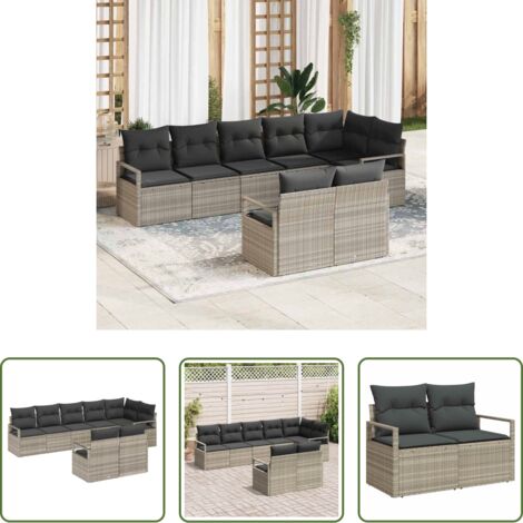 Sedute da giardino -  Set di divani 8 pcs Grigio chiaro polyrattan
