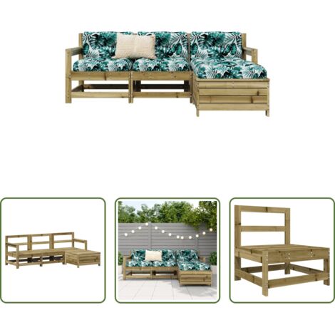 Sedute da giardino -  Set Divani da Giardino 4 pz in Legno Impregnato di Pino