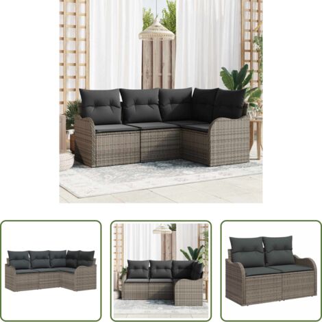 Sedute da giardino -  Set Divano da Giardino 4 pcs Grigio polyrattan